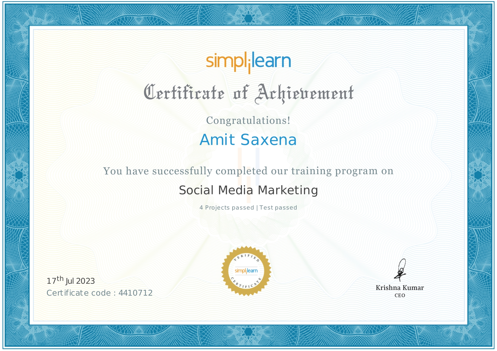 Certificate - Social Media Marketing
